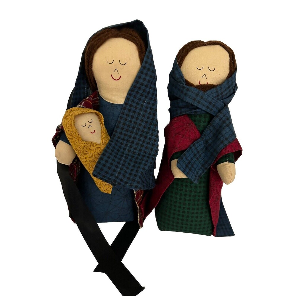 Cloth Bean Nativity Doll Set Joseph Mary  Baby Jesus Holy Family 10"